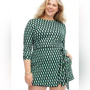 NWT Diane Von Furstenberg DVF Target Arrow XXL Geo Green Side Wrap Mini Skort